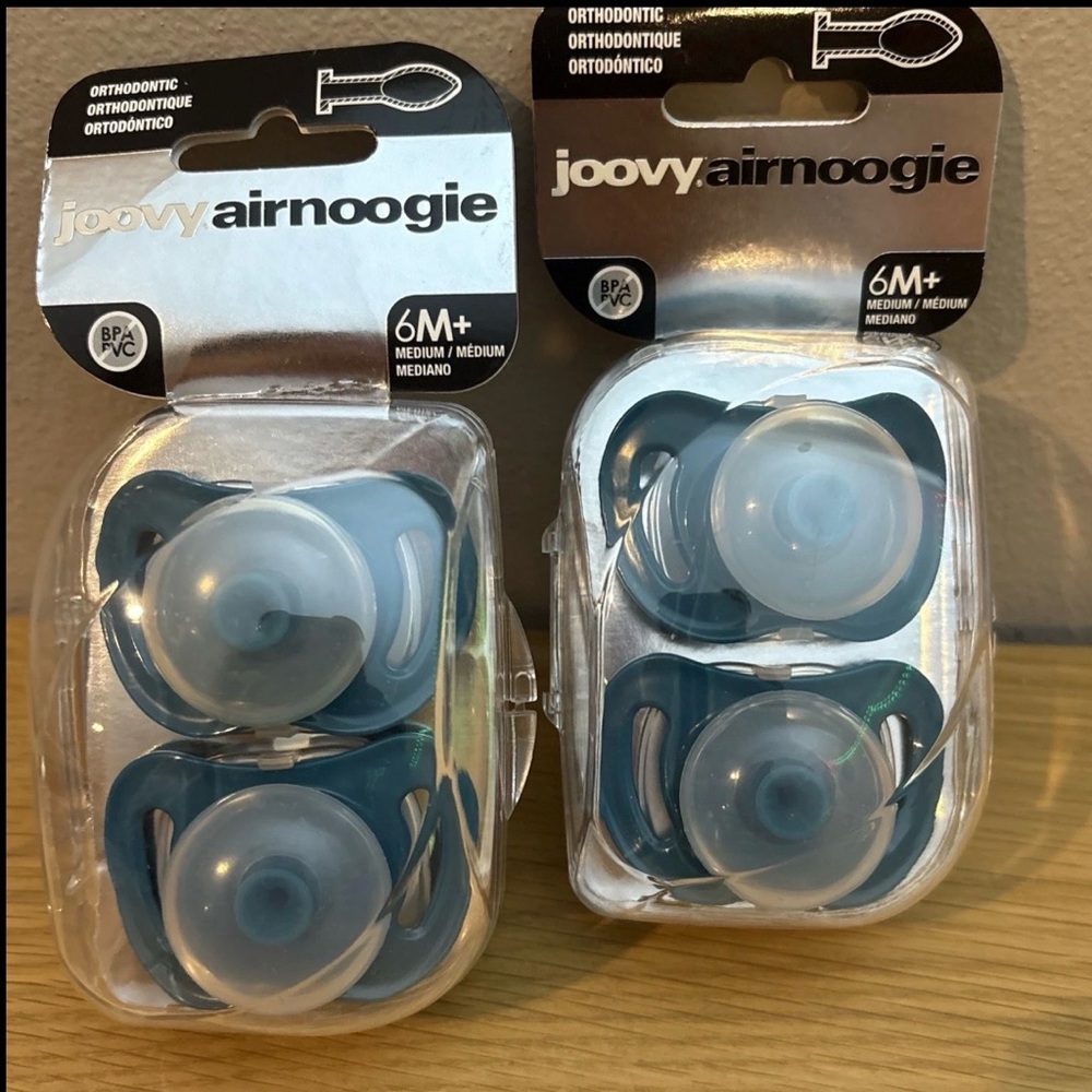 Joovy Airnoogie 6 M+ Pacifier Binky Blue Set of 4 NEW